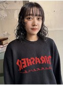 ミディアムヘアと、くりっとパーマ