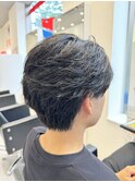 シースルーセンターパート韓国マッシュ黒髪刈り上げツーブロック
