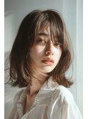 こなれミディ/顔まわり/シアーグレージュ【lana hair/新宿】