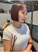 切りっぱなしボブ×オレンジブラウン