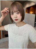 ラテグレージュ顔周りレイヤーボブ韓国巻き結べるレイヤーカット