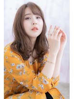 ミック ヘアアンドメイク アップ 駒込店(miq Hair&Make up)&nbsp;斜めバングニュアンスカラー内巻きワンカールc1