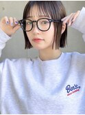 ぷつっとボブ×暖色カラー×ニュアンスカラー×フレンチガーリー