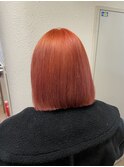 オレンジボブハイトーンブリーチ1回所沢ひばりヶ丘練馬