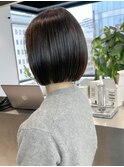 きりっぱなし　ぱつっとボブ　前髪なし