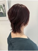 透明感ピンクバイオレットカラー×ソフトウルフ髪質改善