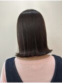 髪質改善ストレート 切りっぱなし ピンクブラウン
