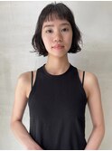オン眉 × ボブパーマ