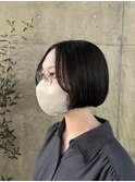 大人◎前髪なし切りっぱなしボブ暗髪