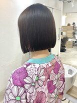 エン バイ ユアーズヘア 銀座店(eN° by youres hair)&nbsp;地毛風縮毛矯正 黒髪ボブ 髪質改善ストレート 前下がりボブ