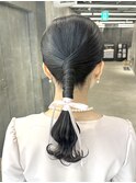 ヘアセット 結婚式ヘア お呼ばれヘア タイトヘア ローポニー