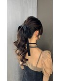 ポニーテールヘアアレンジ