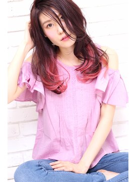 ザッツ 平井店(ZA'S) インナーカラーピンク×ウェットヘア×ゆるロング