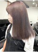 インナーカラーミルクティーベージュシルバーイヤリングカラー
