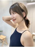 デジタルパーマチェリーブラウンブリーチなし顔周り前髪/田町