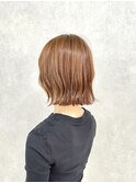 オレンジベージュ×首筋綺麗に見える外はねボブ【渡辺俊弥】梅田