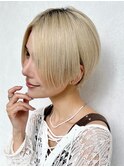 ★ぱつんとハンサムショート ミルクティーベージュ