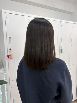 韓国顔まわりレイヤーカットグレージュオリーブベージュブラウン