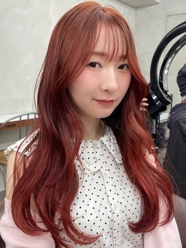 ニコ トウキョウ 渋谷(nico TOKYO) ダブルカラーチェリーレッドピンクブラウン韓国レイヤーロング