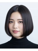 センターパート×艶ストレートボブ