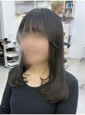 ◎小顔前髪顔まわりおくれ毛ワンカールレイヤーロングミディアム