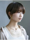 美人ショート_斜めバンググレージュカラーシルキー_49274