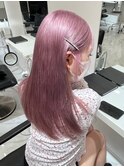ペールピンク　ストレート　ケアブリーチ