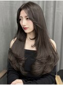 透明感グレージュ×小顔顔まわりレイヤーで叶うトレンド韓国ヘア