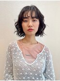 あごラインボブ/ボブパーマ/前髪パーマ/顔周りレイヤー/暗髪