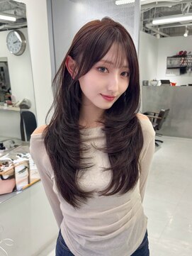 ハピネス 梅田茶屋町店(HAPPINESS) 韓国ヘア/顔周り/レイヤー/ブリーチなし/ラベンダーグレージュ