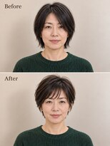 aptas 青山/表参道 白髪染め/白髪ぼかしハイライト/ボリュームアップエクステ&nbsp;表参道/青山/40代/ショート