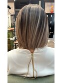 『京都 山科 ルーナ』バレイヤージュ×ホワイトグレージュ　草木