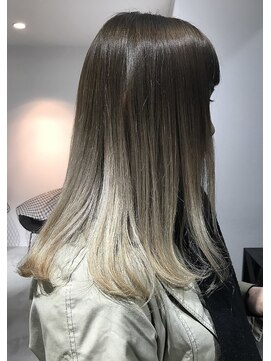 ラフヘアデザイン(Raf hair design) オリーブグレージュハイライトブリーチなしダブルカラーボブ
