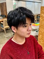 ファルベ(Farbe) ・スパイキーショートブルーブラックフェザーパーマサーフカール