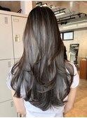重めロングくびれヘアモテ髪デザインカラー美髪