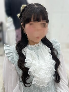 ハーフアップ/ヘアセット/渋谷/リボンアレンジ/編み込み/量産