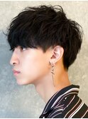 波巻きパーマ/スパイラルパーマ/メンズ/眉毛/短髪/サーフカール