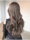 ミルクティー韓国ヘアロング顔周りレイヤー_ba581511