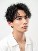 ビジネスメンズショートリクルート七三かき上げヘアツーブロック