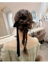 ミラ(Mila) 黒ベロアリボン×ゆるふわカチモリ*結婚式ヘアセット