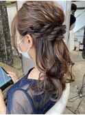 華やかハーフアップ/シニヨン/波巻き/カール/編み込み/結婚式