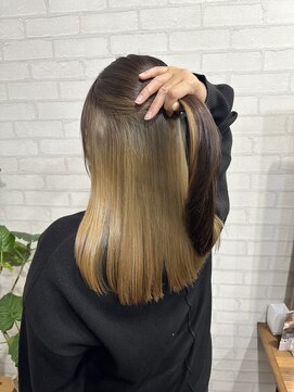 ライフ 住道店(Lyfe) デザインカラーシアベージュ_インナーカラーセミディロング_228