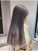 ラベンダーシルバー/グレージュ/ハイトーンロング/サラ艶/透明感