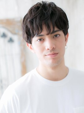 グルーミングサロン バーバー キャッスル 北浦和西口(Grooming salon Barber Castle) アッシュブラック無造作メンズパーマショートY北浦和