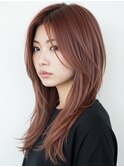 チェリーピンクベージュ×ロングレイヤー