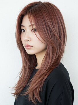 ソードリーフ 久宝寺店(swordlief) チェリーピンクベージュ×ロングレイヤー