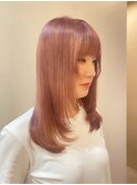 《Utoo e's鎌倉》うるつや美髪カラー×ピンクベージュ/髪質改善