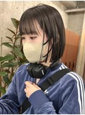 栄グレージュ垢抜け丸みシルエット切りっぱなしボブヘア　