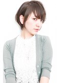 アシメショートエアリーショートグレージュナチュラルボブ