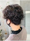 マッシュショート、スパイラルパーマ、くるくるパーマ